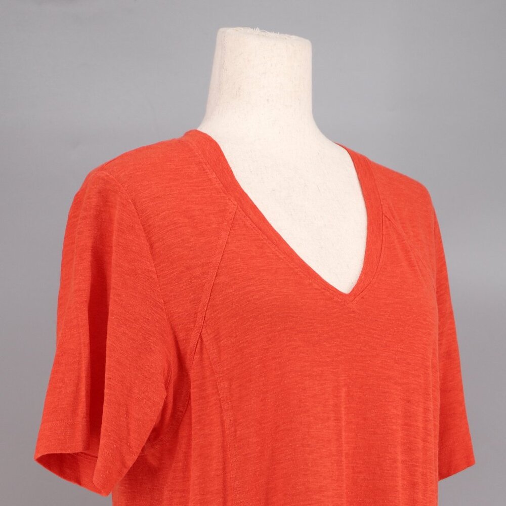 EILEEN FISHER Organic Cotton and Hemp V- neck Dress Orange Size M - Picture 3 of 7